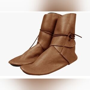 Syktkmx Men's Renaissance Slip On Loafer Boots, Lace Up Medieval, Pirate Viking